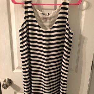 Navy and white striped dress